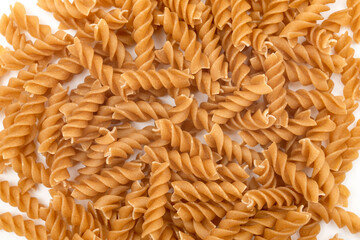 Textured of Italian fusilli pasta background