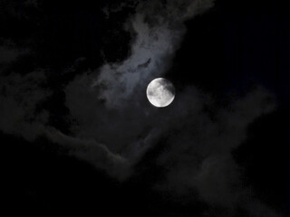Full Moon Behind Black Clouds