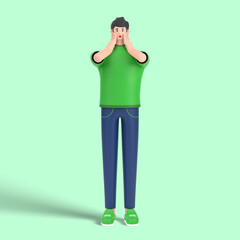 3d male character scared Expression