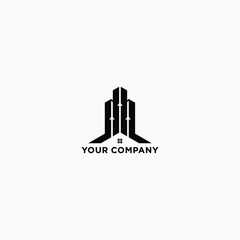 Vector logo concept for accounting or real estate. Logo design with commercial building and bar graph