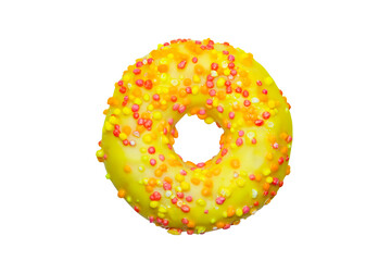 Yellow donut on a white background