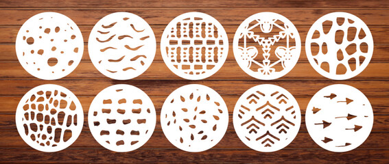 Set of 10 laser cut cnc cut template, stencil  