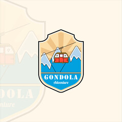 cable car or gondola emblem logo modern vintage vector illustration template icon graphic design. transportation business travel for vacation at mountain sign and symbol with badge