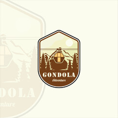 cable car or gondola emblem logo vintage vector illustration template icon graphic design. transportation business travel for vacation at mountain sign and symbol with badge