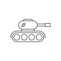 War tank line icon on white background. Vetor illustration