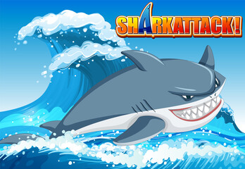Obraz na płótnie Canvas Shark attack banner concept with aggressive shark