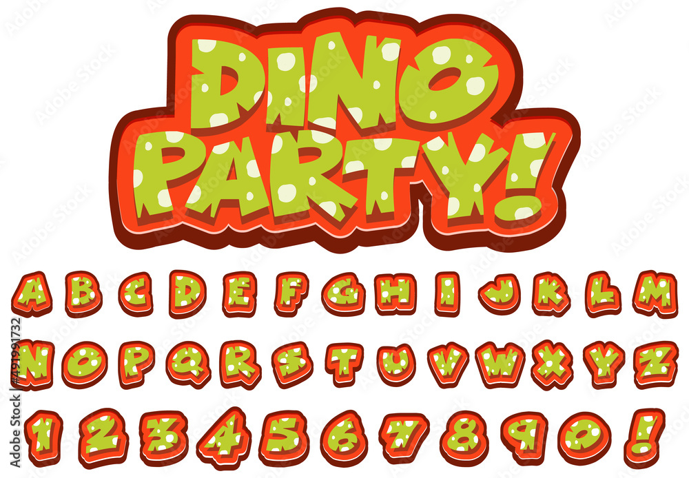 Wall mural Font design for english alphabets in dinosaur character