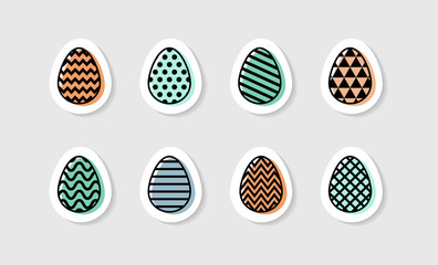 Colourful Easter eggs. Icon set. Vector