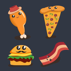 kawaii junk food cartoon illustration