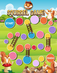 A snake ladder squirrel game template