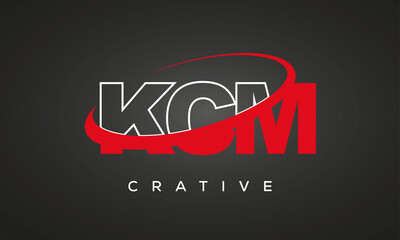 KCM creative letters logo with 360 symbol vector art template design