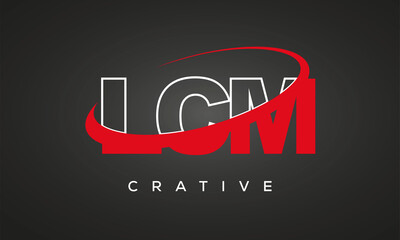 LCM creative letters logo with 360 symbol vector art template design