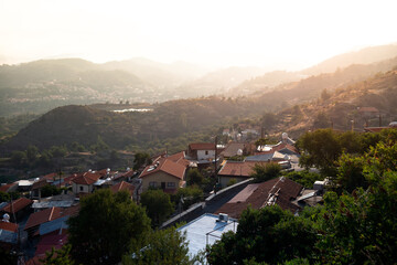 Fototapeta premium View of Chandria village at sunset. Limassol District