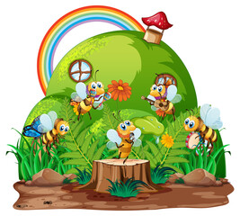 Insect cartoon character at fairy house