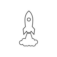 Rocket mission line icon isolated on white background 