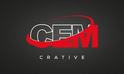 CEM creative letters logo with 360 symbol vector art template design	
