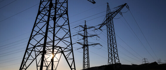 a high voltage road evening sky panorama