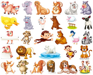 Obraz premium Set of animal cartoon character