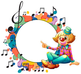 Cute clown with blank music note template