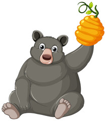 Naklejka premium A big black brown bear on white background