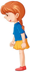 Obraz premium A girl standing and looking for on white background