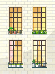 Building facade with windows