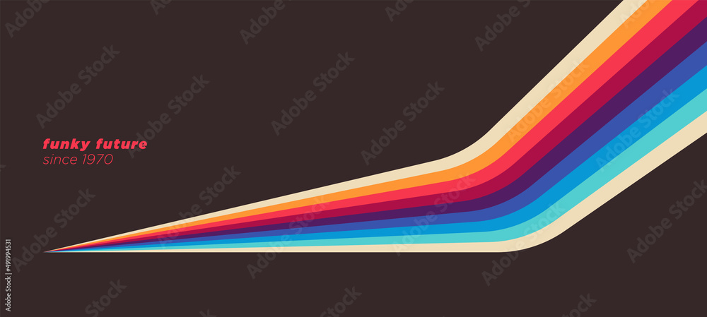 Fototapete Simple abstract design in retro style with colorful shapes. Vector illustration.