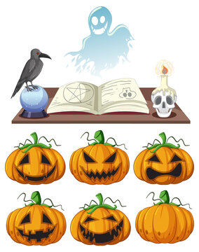 Set of different halloween pumpkin