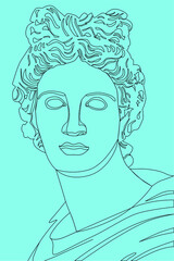 Vector drawing head of Ancient sculpture