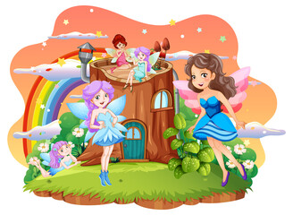 Obraz na płótnie Canvas A group of lovely fairy on the island
