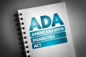 ADA - Americans with Disabilities Act acronym on notepad, concept background - obrazy, fototapety, plakaty