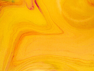 Abstract painting linear elements forming a wavy shape with wavy elements in yellow gold hues. Illustration.