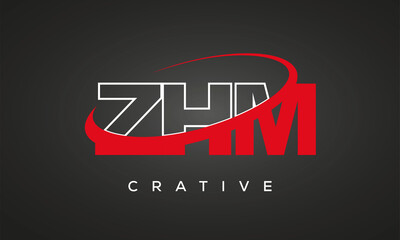 ZHM creative letters logo with 360 symbol vector art template design