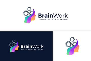 brain work logo design vector illustration