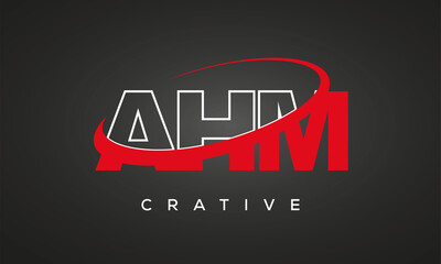 AHM creative letters logo with 360 symbol vector art template design