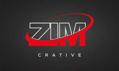 ZIM creative letters logo with 360 symbol vector art template design - obrazy, fototapety, plakaty