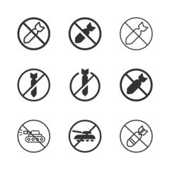 No war line icon. No weapon sign