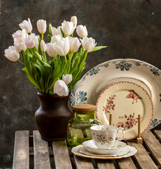 spring still life with tulips