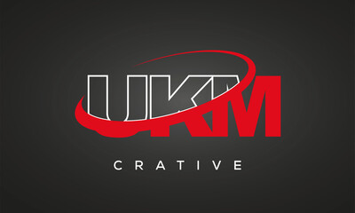 UKM creative letters logo with 360 symbol vector art template design