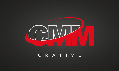 CMM creative letters logo with 360 symbol vector art template design