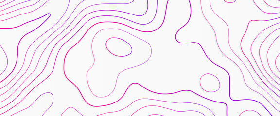 Abstract stylized topographic contour elevation in lines and contours, the concept map of a conditional geography scheme and the terrain path, vector illustration of topographic line contour map,