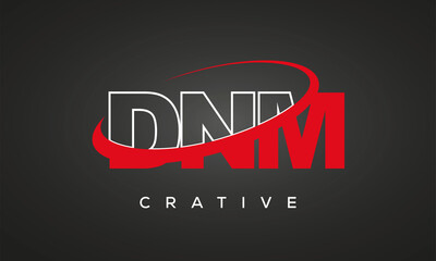 DNM creative letters logo with 360 symbol vector art template design