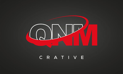 QNM creative letters logo with 360 symbol vector art template design