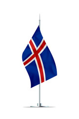 Small Flag of Iceland on a Metal Pole