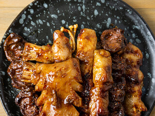 The Chinese bbq Skewer of Sichuan grilled meat for food content