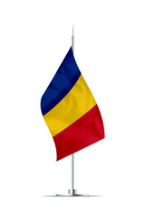 Small Flag of Romania on a Metal Pole