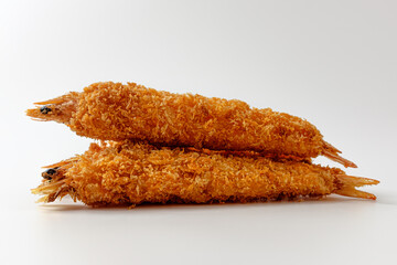 fried shrimp on a white background