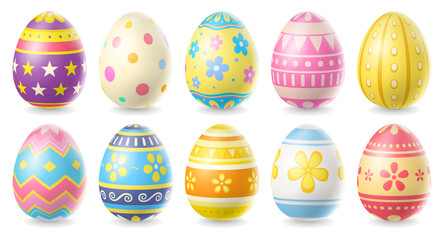 Happy Easter Day colorful egg collection isolated on white background