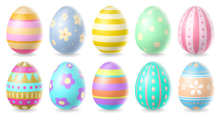 Happy Easter Day colorful egg collection isolated on white background
