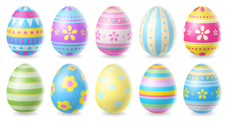 Happy Easter Day colorful egg collection isolated on white background